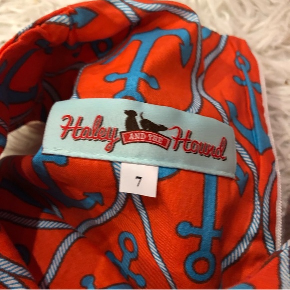 Haley And The Hound Shift Dress Nautical Anchors Size 7 - Picture 3 of 5